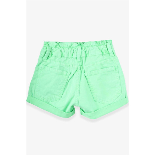 Girl's Gabardine Shorts With Cuff Neon Green (3-8 Years)