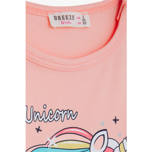 Girl's Capri Tights Set Unicorn Salmon (2-6 Years)