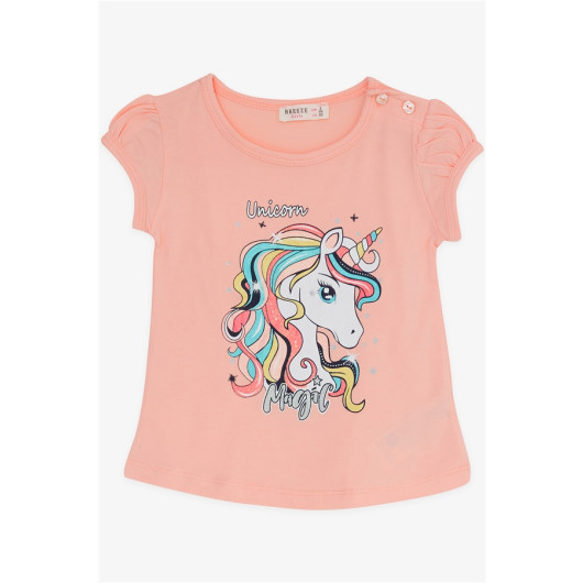 Girl's Capri Tights Set Unicorn Salmon (2-6 Years)