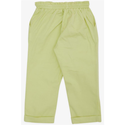 Girl's Trousers Waist Elastic Pocket Belted Pistachio Green (2-6 Years)