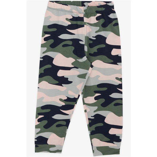 Girl's Pajamas Set Camouflage Patterned Cream (3-7 Ages)