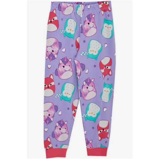 Girl's Pajama Set, Cute Animals Patterned Lilac (Age 1-4)