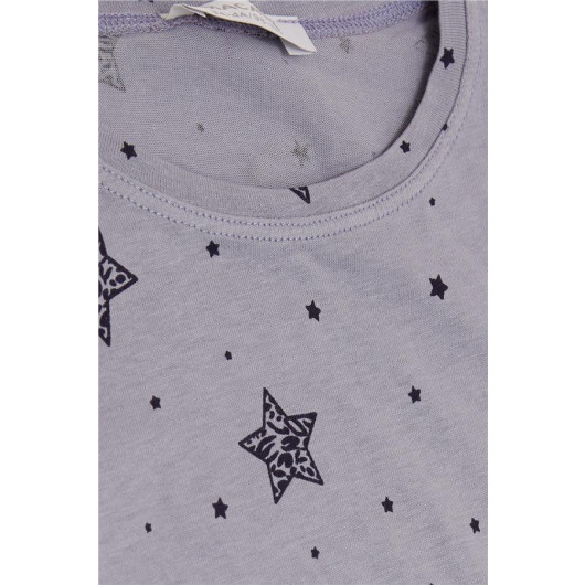 Girl's Pajamas Set Star Patterned Lilac (1.5-5 Years)