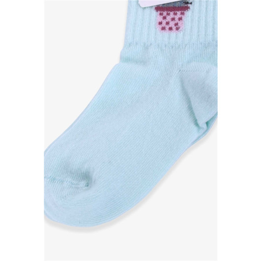 Girl's Socks Cactus Patterned Water Green (3-10 Years)