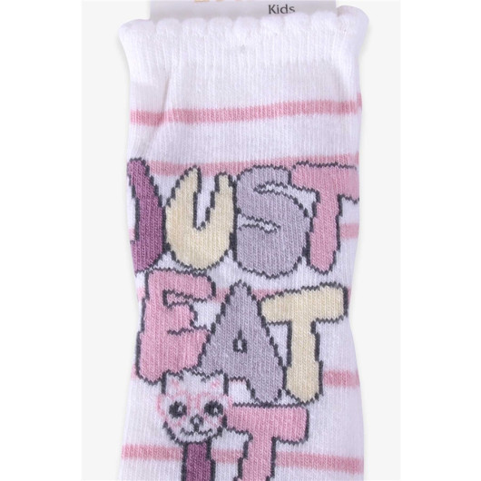 Girl Socks Goat Cat Ecru (1-2-7-8 Years)