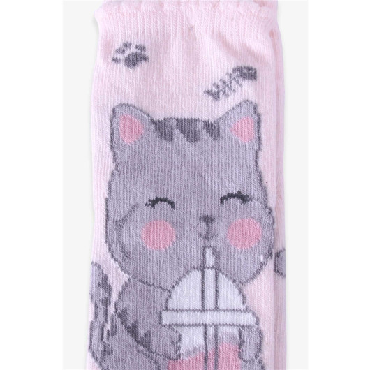 Girl's Socks Gluttonous Cat Powder (1-8 Years)