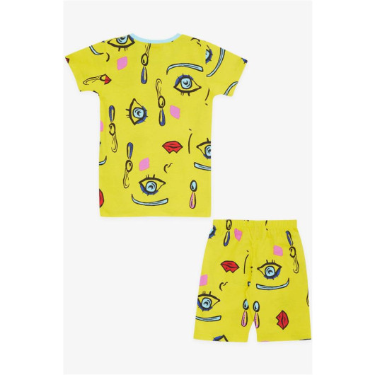 Girl's Shorts Pajamas Set Patterned Yellow (4 Age)