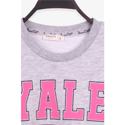 Girl's Sweatshirt Printed Gray Melange (8-14 Years)