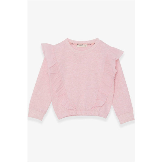 Girl's Sweatshirt Elastic Waist Salmon Melange (4-8 Years)