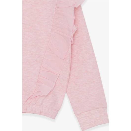 Girl's Sweatshirt Elastic Waist Salmon Melange (4-8 Years)