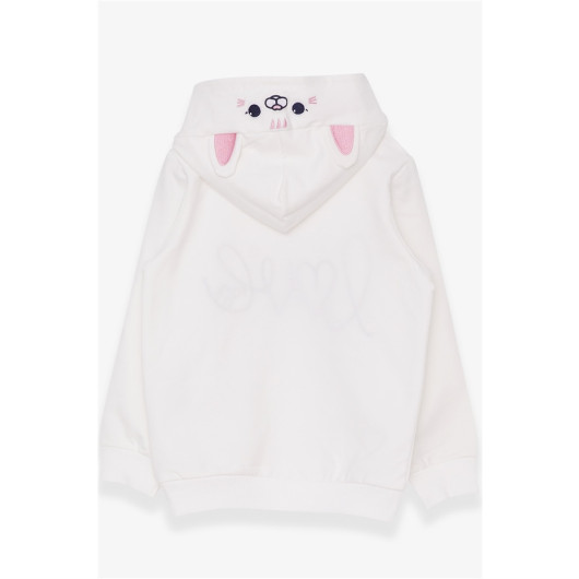 Girl's Sweatshirt Embroidered Letter Printed Ecru (2-6 Years)