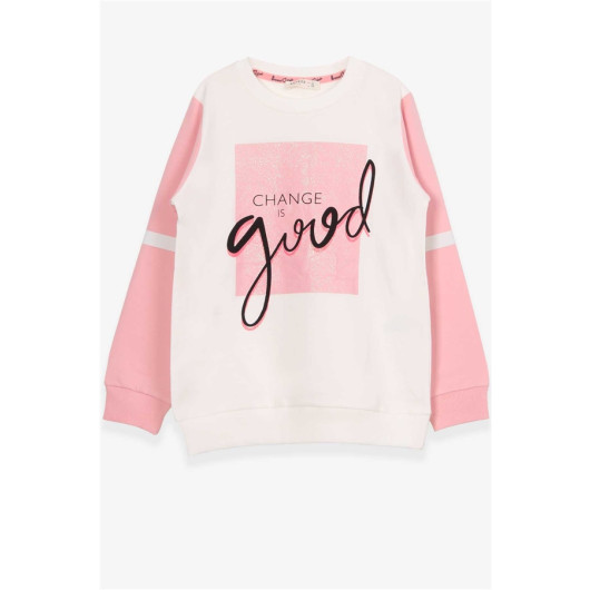 Girls' Sweatshirt With Shiny Text In Acro Color (8-14 Years)