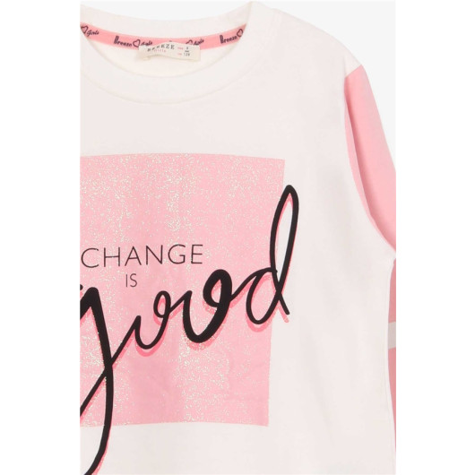 Girls' Sweatshirt With Shiny Text In Acro Color (8-14 Years)