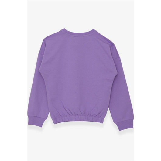 Girl's Sweatshirt Glittery Text Printed Lilac (8-14 Years)