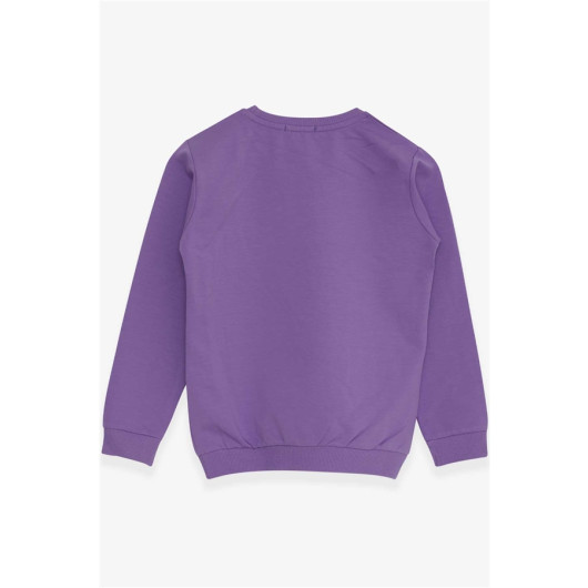 Girl's Sweatshirt Letter Printed Sequin Lilac (8-14 Years)