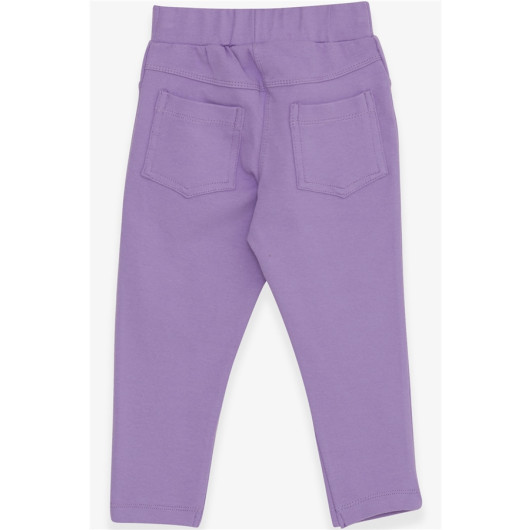 Girl's Leggings Pants With Pocket On The Back Lilac (2-6 Years)