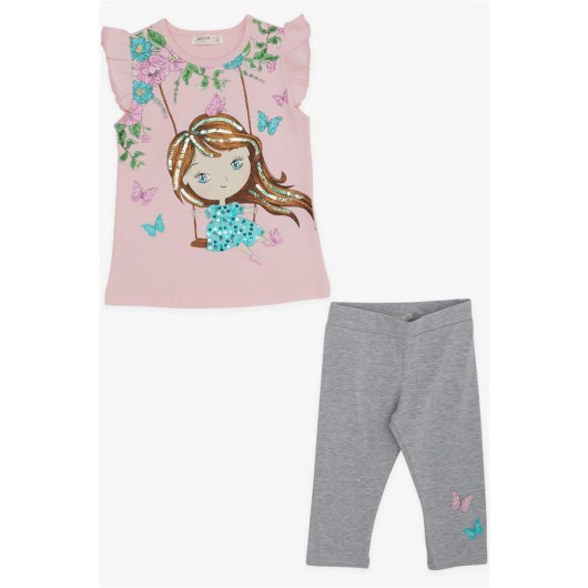 Girl's Tights Set Rocking Girl Printed Powder (2-6 Years)