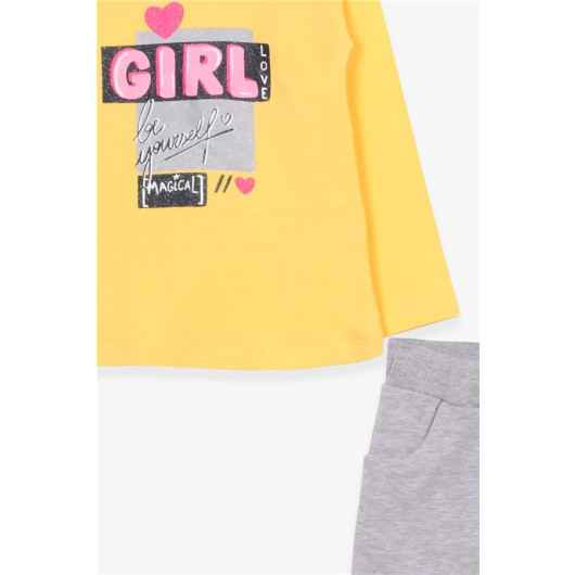 Girls Petite Set/Yellow Glitter Text Leggings (3-8 Years)