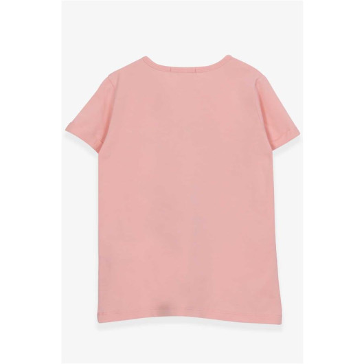 Girl's T-Shirt Floral Printed Salmon (8-12 Years)