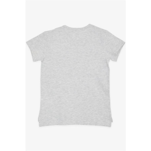 Girls' Light Gray Printed T-Shirt (8-12 Years)