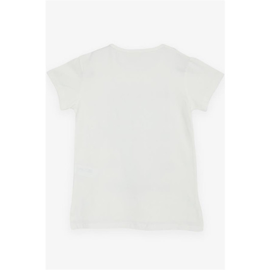 Beige Printed T-Shirt For Girls (8-12 Years)