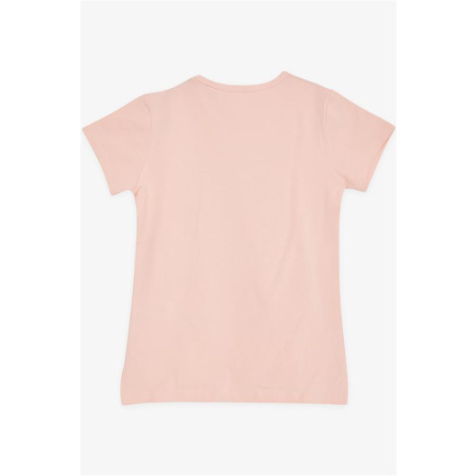 Girl's Printed T-Shirt, Light Orange (8-12 Years)