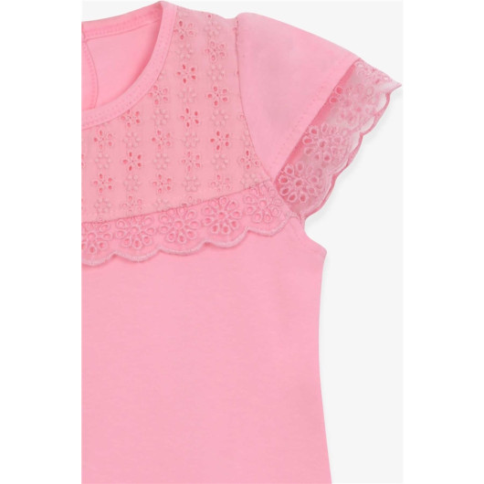 Girl's T-Shirt Scalloped Detailed Powder (3-8 Years)