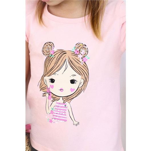 Girl's T-Shirt Cool Girl's Printed Pink (2-6 Years)