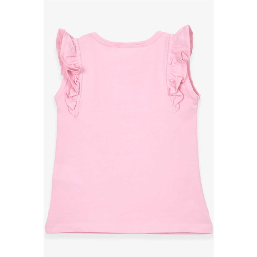 Girl's T-Shirt Sleeves Frilly Powder (3-7 Years)