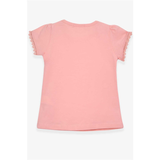 Girl's T-Shirt Sleeves Guipure Salmon (2-6 Years)