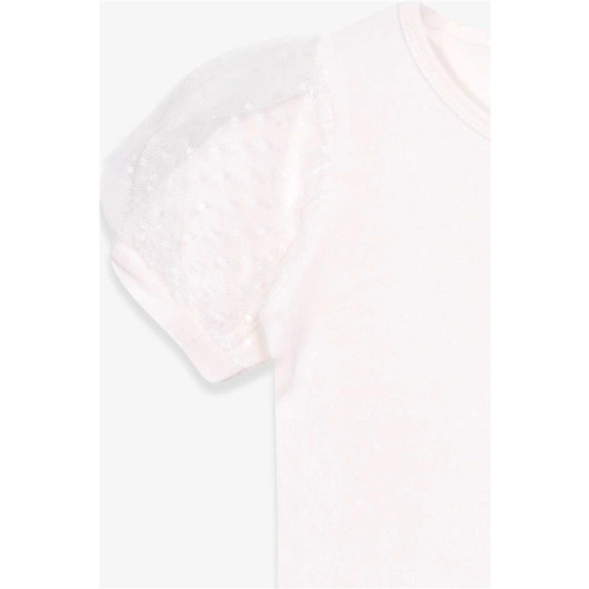 Girl's T-Shirt Sleeves Tulle Ecru (3-7 Years)