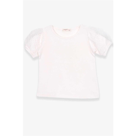 Girl's T-Shirt Sleeves Tulle Ecru (3-7 Years)