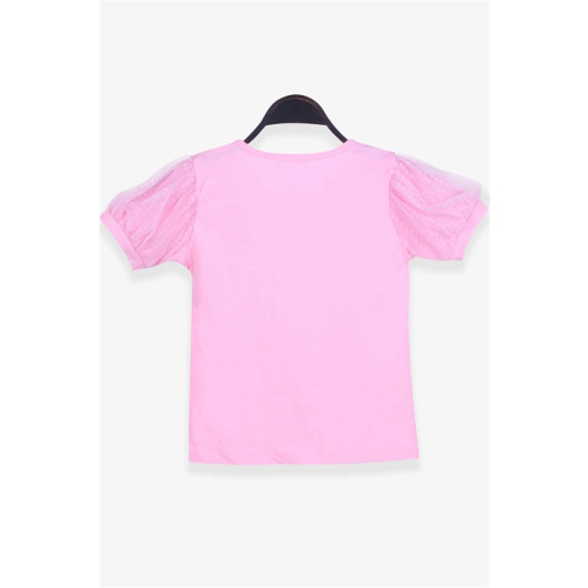 Girl's T-Shirt Sleeves Tulle Powder (8-12 Years)