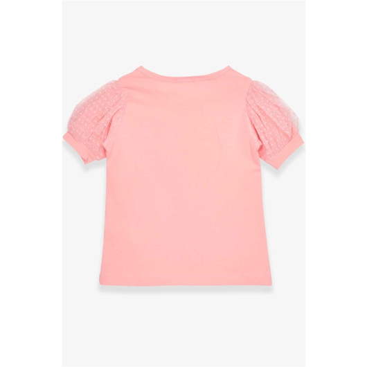 Girl T-Shirt Sleeves Tulle Salmon (3-7 Years)