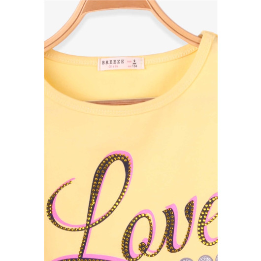 Girl's Yellow Printed T-Shirt (9-14 Yrs)