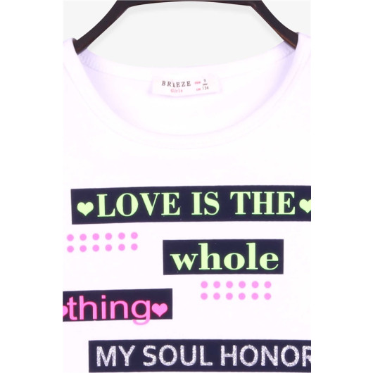 Girl's T-Shirt With Text Print White (9-14 Years)