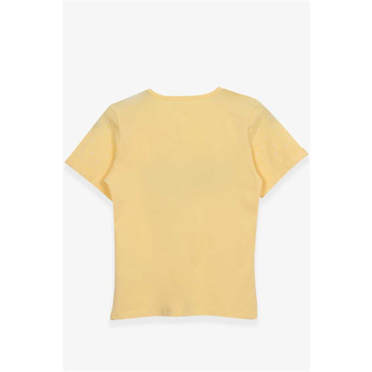 Girl's T-Shirt With Text Print Yellow (9-16 Years)