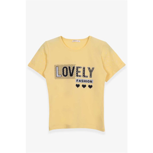 Girl's T-Shirt With Text Print Yellow (9-16 Years)