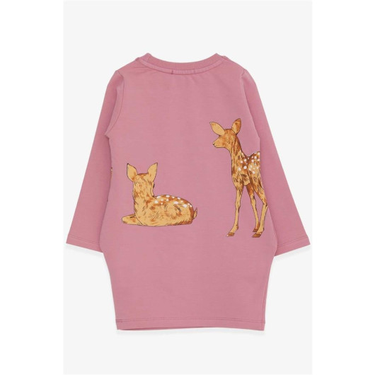 Girl's Tunic Gazelle Printed Dried Rose (Age 1.5-5)