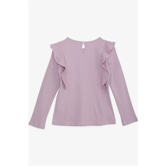 Girl's Long Sleeve Blouse Ruffle Light Lilac (4-8 Ages)