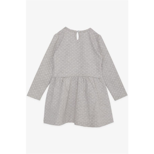 Girl Long Sleeve Dress Polka Dot Patterned Beige Melange (3-7 Years)