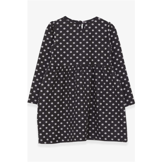 Girl Long Sleeve Dress Polka Dot Patterned Smoked (4-8 Years)