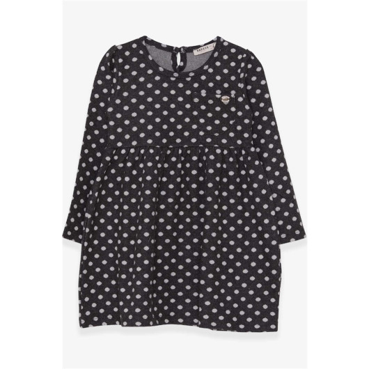 Girl Long Sleeve Dress Polka Dot Patterned Smoked (4-8 Years)