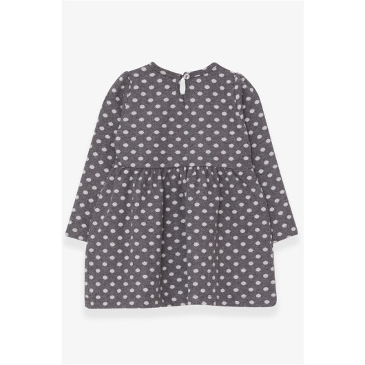 Girl Long Sleeve Dress With Polka Dot Bow Smoked (1.5-5 Years)