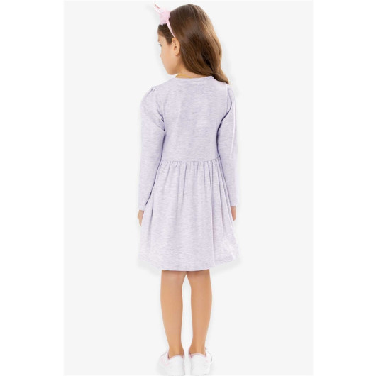 Girl Long Sleeve Dress Rabbit Embroidered Gray Melange (2-5 Years)