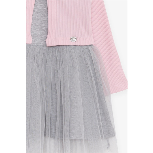 Girl Long Sleeve Dress Tulle Pink (3-6 Years)