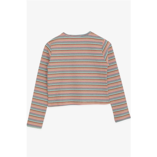 Girl's Long Sleeve T-Shirt Colorful Stripes Mixed Color (9-14 Years)