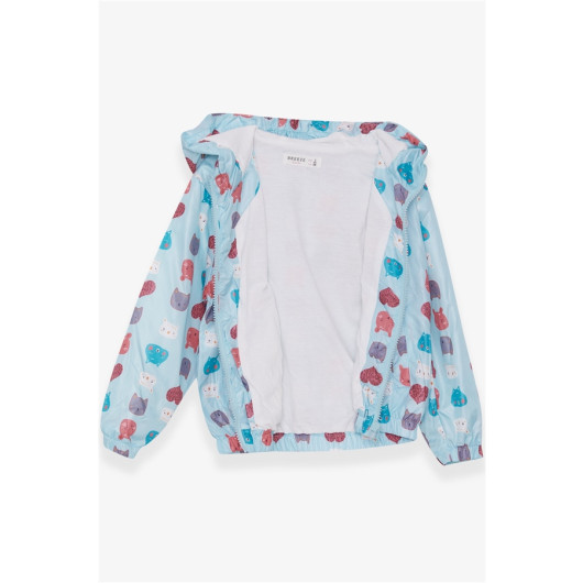 Girl's Raincoat Animal Patterned Light Blue (1-6 Years)