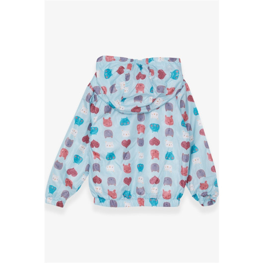 Girl's Raincoat Animal Patterned Light Blue (1-6 Years)