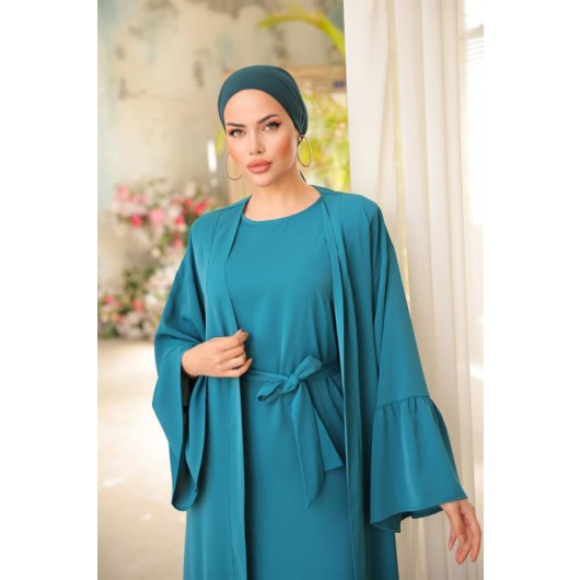 Turkish Women's Two-Piece Ruffled Abaya